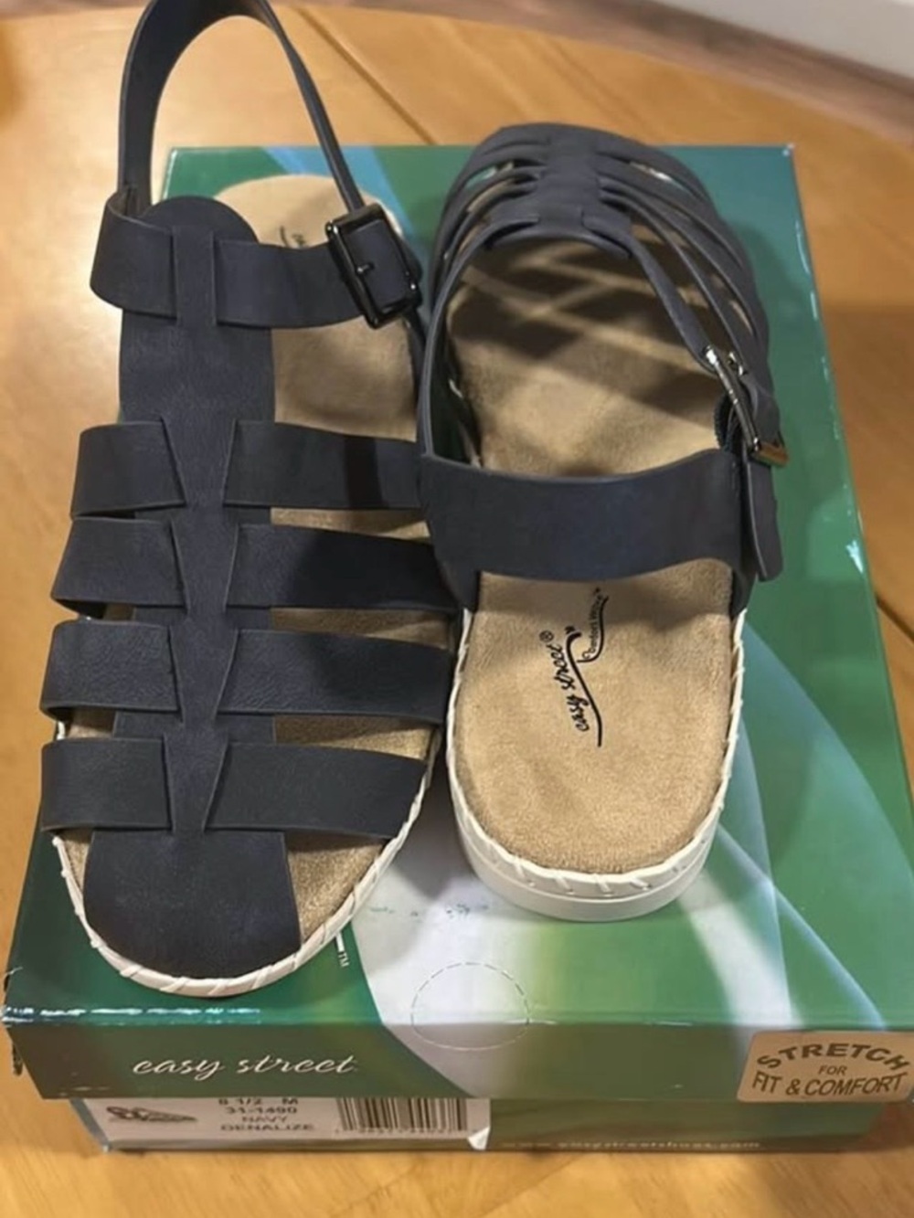 easy street Navy Strappy Comfort Sandal